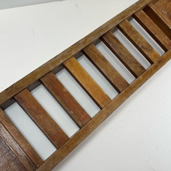 Anthropologie Wood Bath Caddy- Marble Stone Inlay- Made In India- 27” Floral - Picture 9 of 10